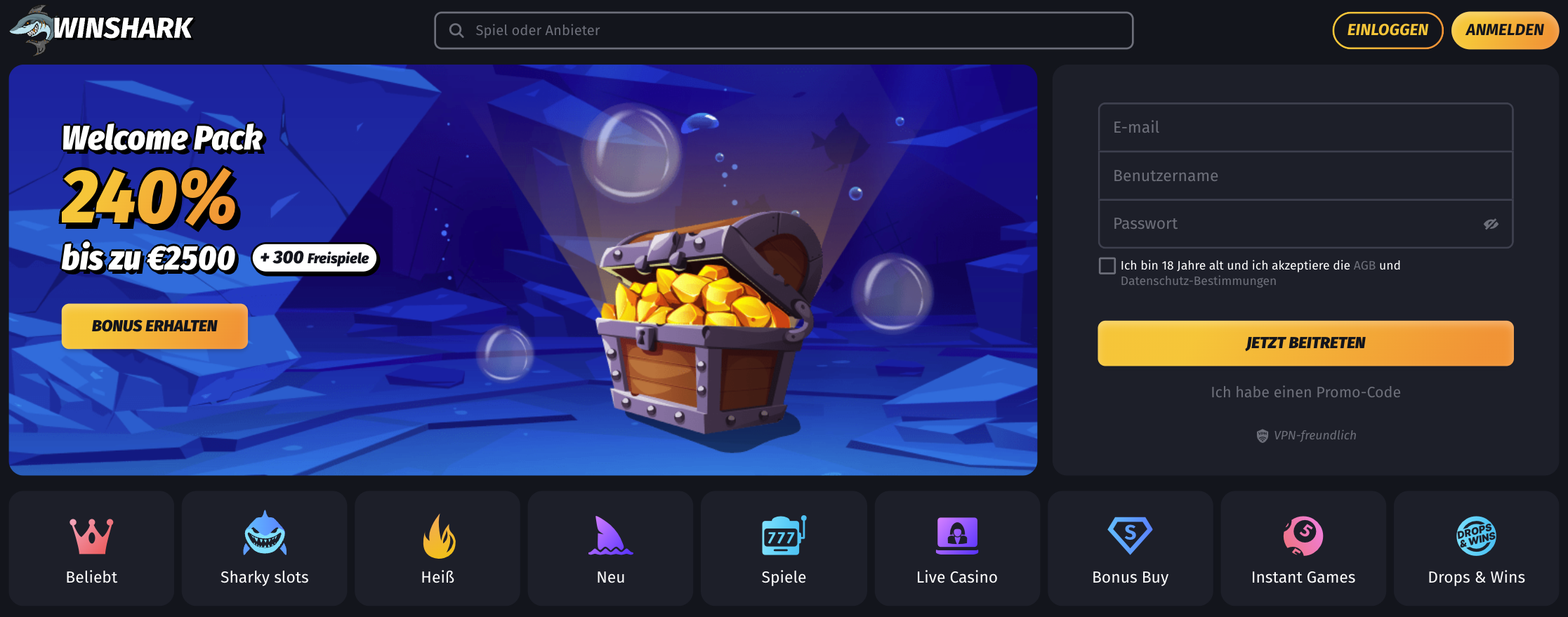 Winshark online Casino DE Winshark Casino Deutschland